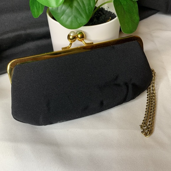 Vintage Stylemark by Mutterpearl small black fabric clutch / wristlet purse - Picture 4 of 12
